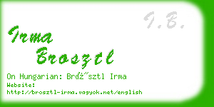 irma brosztl business card